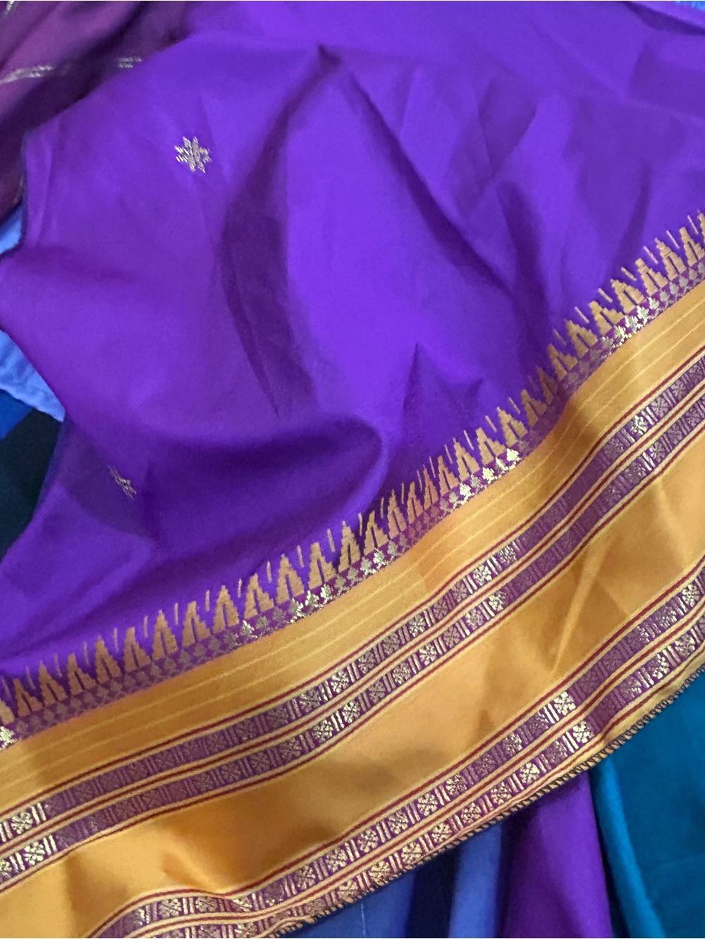 100% Silk Sari Handmade Handkerchief Skirt Boho Smocked Pixie Fairy Peacock⁠ - Picture 10 of 12